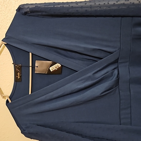 Seta T Swiss dot sleeve midi wrap front swing dress NWT sz. L - Picture 4 of 9